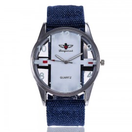 Men's Digital Big Face Watches Nylon Canvas Strap Band Wrist Watch Quartz Analog Display Hollowed Eagle Watch 