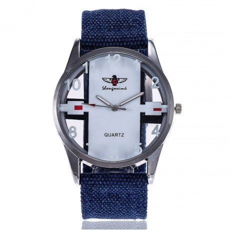 Men's Digital Big Face Watches Nylon Canvas Strap Band Wrist Watch Quartz Analog Display Hollowed Eagle Watch