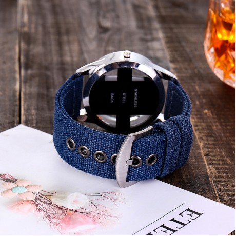Men's Digital Big Face Watches Nylon Canvas Strap Band Wrist Watch Quartz Analog Display Hollowed Eagle Watch