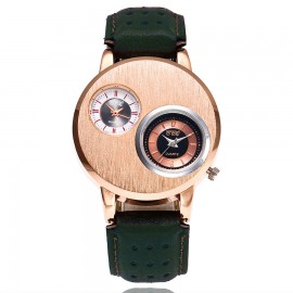 Mens Big Face Watches Business Dress Wristwatch Double Dial Watches with Leather Band 