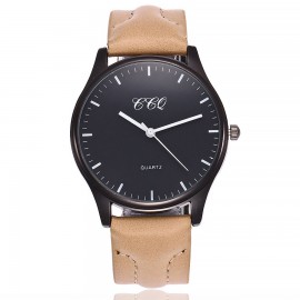 Mens Black Face Wristwatch Casual Watch Leather Band Watch with Simple Fashion Classic Design 