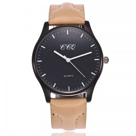 Mens Black Face Wristwatch Casual Watch Leather Band Watch with Simple Fashion Classic Design