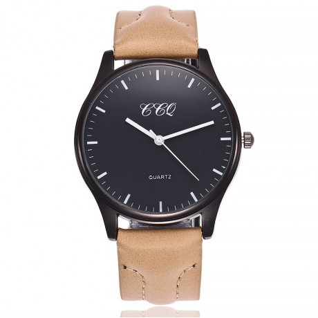 Mens Black Face Wristwatch Casual Watch Leather Band Watch with Simple Fashion Classic Design