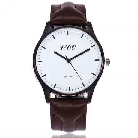 Mens Black Face Wristwatch Casual Watch Leather Band Watch with Simple Fashion Classic Design