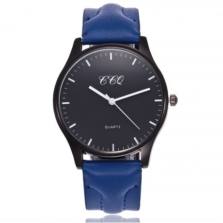 Mens Black Face Wristwatch Casual Watch Leather Band Watch with Simple Fashion Classic Design