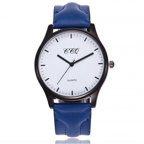 Mens Black Face Wristwatch Casual Watch Leather Band Watch with Simple Fashion Classic Design