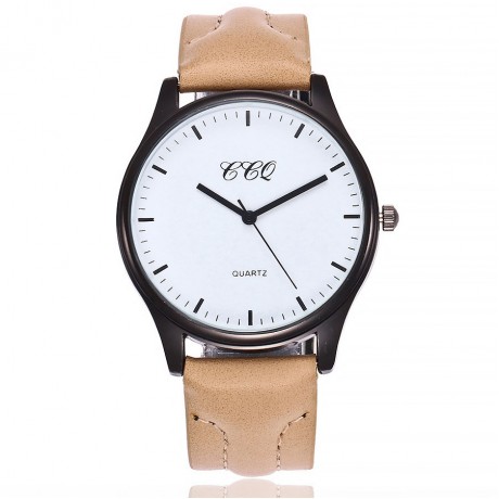 Mens Black Face Wristwatch Casual Watch Leather Band Watch with Simple Fashion Classic Design