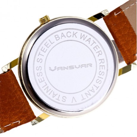 Fashion Wrist Watch Full-Grain Moon Pattern Watch with Leather Strap Band for Women